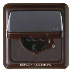 Berker Штепсельная розетка SCHUKO с откидной крышкой и рамкой цвет: коричневый, с блеском Влагозащищ