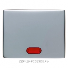 Выключатель 1-клавишный проходной с подсветкой (с двух мест), цвет нержавеющая сталь, Berker Arsys