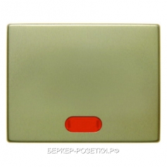 Выключатель 1-клавишный проходной с подсветкой (с двух мест), цвет золото, металл, Berker Arsys