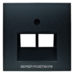 Компьютерная двойная розетка кат.5е, цвет Антрацит, Berker S.1/B.1/B.3