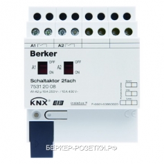 Berker Исполнительное устройство 16 А, 2-канальное, REG цвет: светло-серый instabus KNX/EIB