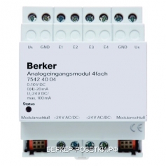 Berker Входной аналоговый 4-канальный модуль REG цвет: светло-серый instabus KNX/EIB