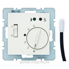 Терморегулятор теплого пола (оригинальный), цвет Белый, с блеском, Berker S.1/B.1/B.3