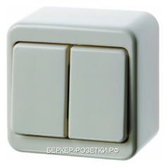 Berker Двухклавишный выключатель цвет: белый, с блеском Наружный монтаж