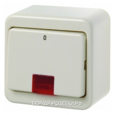 Berker Контрольный одноклавишный выключатель с красной линзой цвет: белый, с блеском Наружный монтаж
