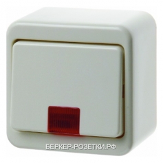 Berker Контрольный одноклавишный выключатель с красной линзой цвет: белый Наружный монтаж